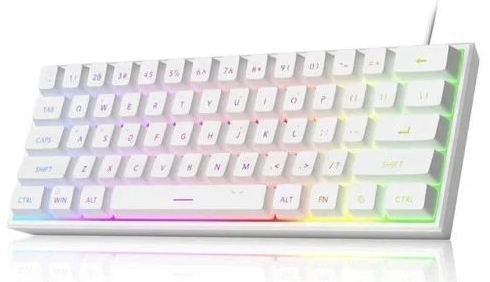 61键机械键盘 白色 RGB背光 迷你便携 有线键盘 细节图1
